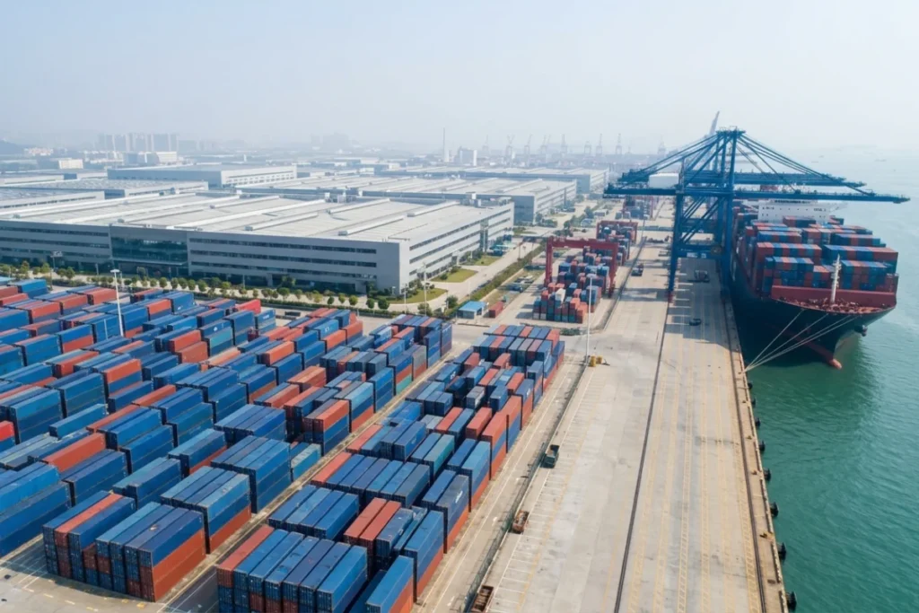 containers en una plataforma marítima